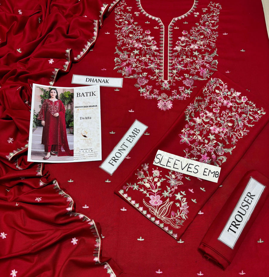 Luxury Winter Dhanak 3-Piece Embroidered Suit by Batik – Unstitched Collection