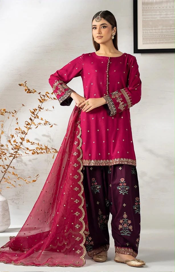 Exclusive Maria.B Heavy Embroidered Silk Suit – Most Viral Article of the Year