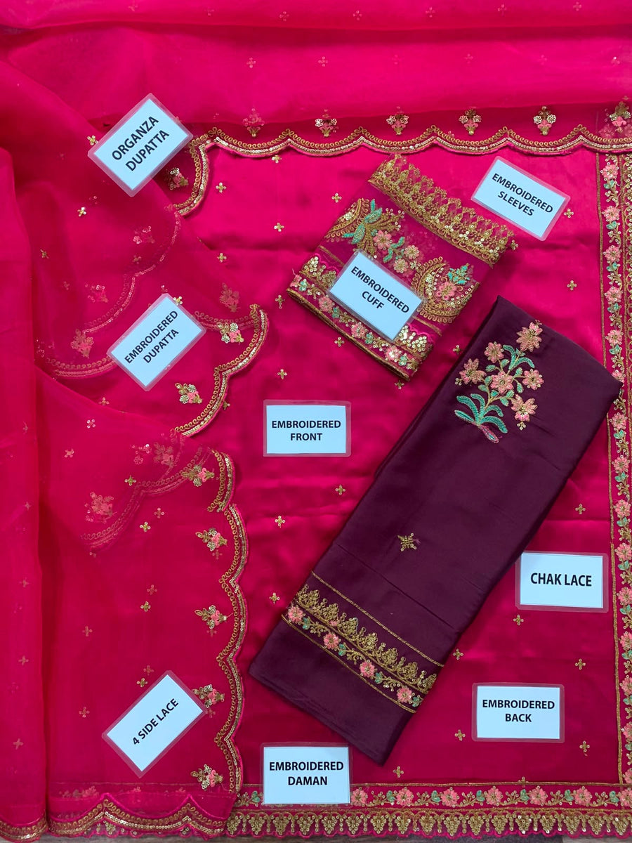Exclusive Maria.B Heavy Embroidered Silk Suit – Most Viral Article of the Year