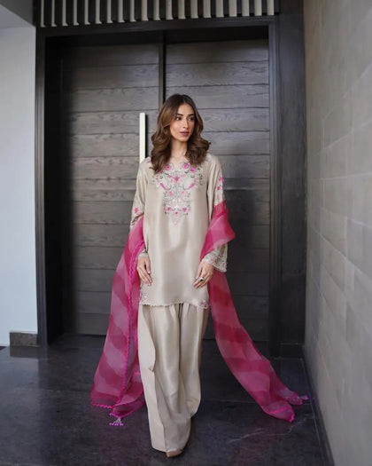 Vaniya (Pearl Petal) Luxury Shamoz Silk Collection 2026 | Unstitched Suit