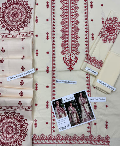 Aneela’s Winter Collection 2026-2027 | 3PC Embroidered Dhanak Suit (Design # 1425)