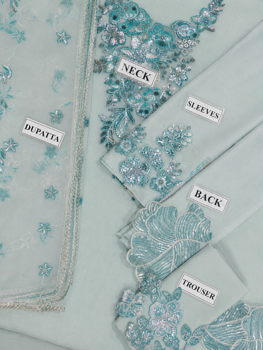 Elegant Embroidered Chiffon Suit – 3 Piece