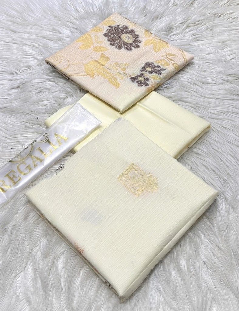 Premium Off-White Jacquard Cambric 3-Piece Unstitched Collection