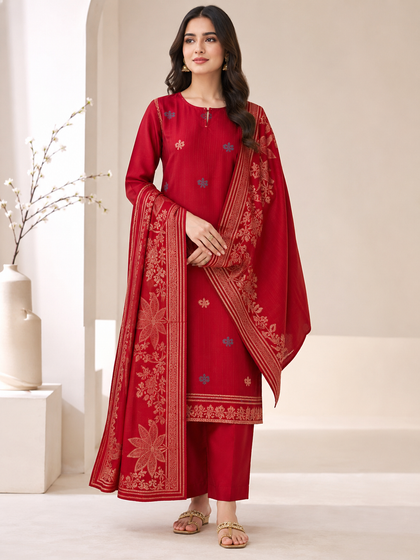 Jacquard Premium 3PC Unstitched Collection – Elegant Printed Cambric Suit