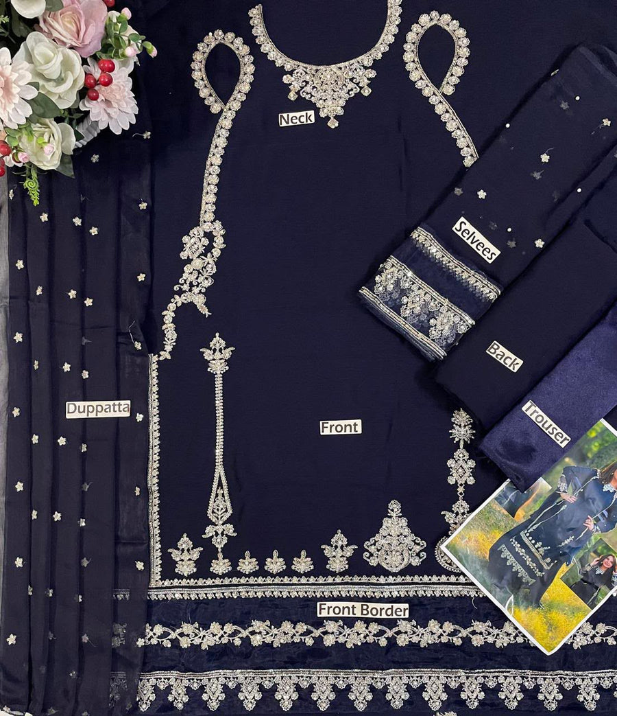 Agha Noor Luxury Chiffon Embroidered