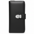 Premium Black Leather Travel Organizer Wallet with Metal Lock Closure