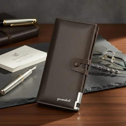 Classic Men's Genuine Leather Bifold Wallet - Premium Slim Pocket Organizer with ID Window - Black