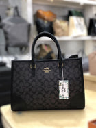 Coach Signature Print Tote Bag for Women with Double Top Handles and Spacious Everyday Carry Design - Beige