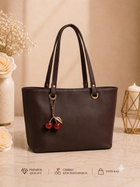 Cherry Charm Women's Tote Bag with Dual Zip Compartments, Back Pocket & Inner Pocket Black