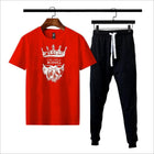 Premium Micro Men’s Tracksuit King Print – Comfortable Sportswear | Gym & Workout Suit - Black Extra Large