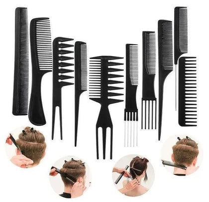 10 Pcs Professional Hair Styling Comb Set | Barber, Salon & Personal Grooming Combs Kit