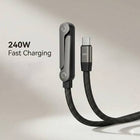 240W 2-in-1 Data Cable With Stand | 1.5 Meter C to C USB Data Cable | Fast Charging Nylon Braided Mobile Cable