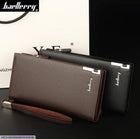Baellerry Men's Long PU Leather Wallet Clutch with Wristlet Strap - Black