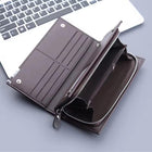 Baellerry Men's Long PU Leather Wallet Clutch with Wristlet Strap - Black