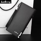 Baellerry Men's Long PU Leather Wallet Clutch with Wristlet Strap - Black