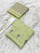 Premium Pistachio Green Jacquard Cambric 3-Piece Unstitched Suit