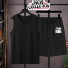 2 PCs TRACKSUIT - Black Summer Printed Tracksuit for Men & Boys | Soft & Comfortable Fabric T-Shirt and Shorts Set | Casual Sportswear, Gym Wear, Outdoor Wear & Daily Wear (Size Extra Large)