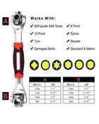 48-In-1 Universal Multi-Function Wrench 360° Rotary Adjustable Spanner for Nuts & Bolts
