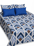 5-Piece Export Quality Pure Cotton King Size Blue Geometric Bedsheet Set