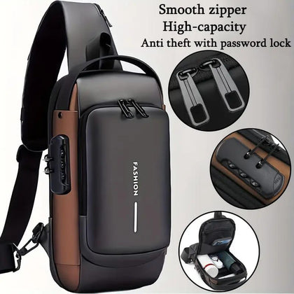 Anti-Theft Cross Body Bag With Password Lock Smooth Zippers And High-Capacity Storage For Secure Travel And Convenient Daily Use