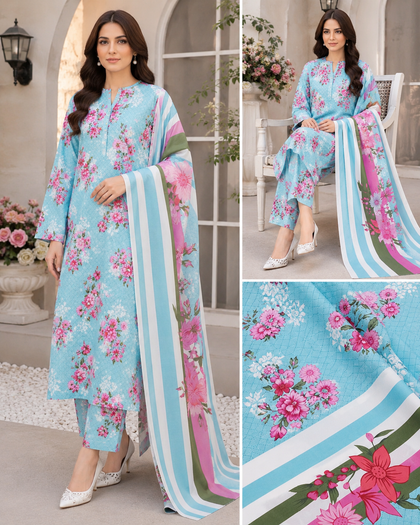 Premium Floral Printed 3-Piece Suit