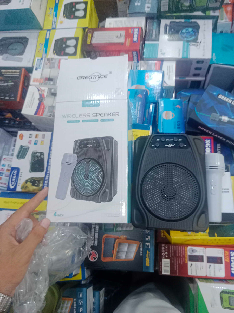 GREATNICE 4" Portable Wireless Karaoke Speaker with Wired Microphone - Bluetooth, USB, TF Card Supported Heavy Bass Outdoor Sound Box