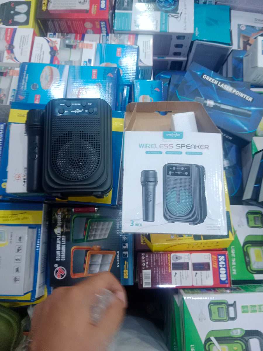GTS-2158 Portable Wireless Bluetooth Speaker with Wireless Karaoke Microphone – 3-Inch Driver, Powerful Bass, RGB LED Light, USB/TF Card Reader
