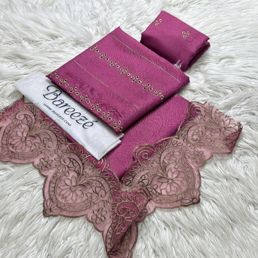 Bareeze Premium Embroidered 2-Piece Dhanak Suit with Front Patch