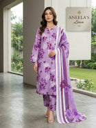 Lavender Bloom – Three-Piece Printed Linen Ensemble