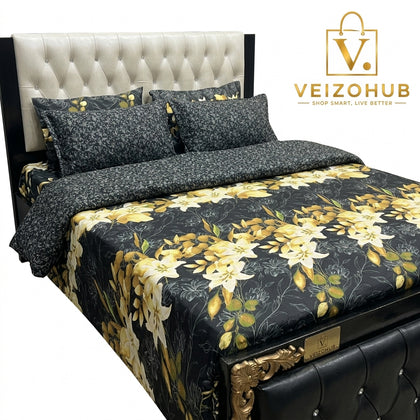 Black & Yellow Floral 7Pc Comforter Set