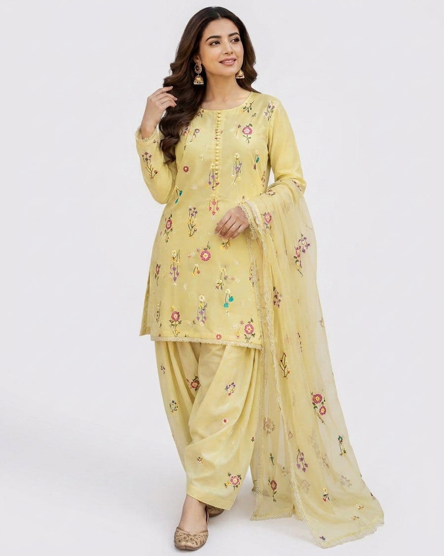 Aneelas Article 2691 – Premium 3PC Embroidered Pure Air-Jet Lawn Suit 2026