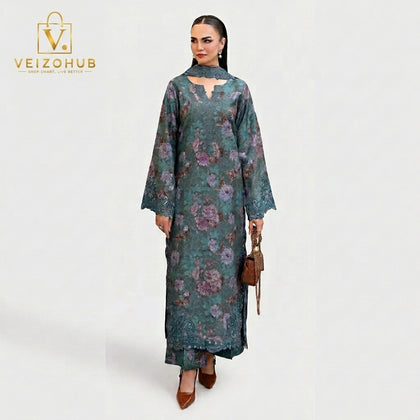 Ramsha Teal Blue 3PC Digital Printed Lawn Suit