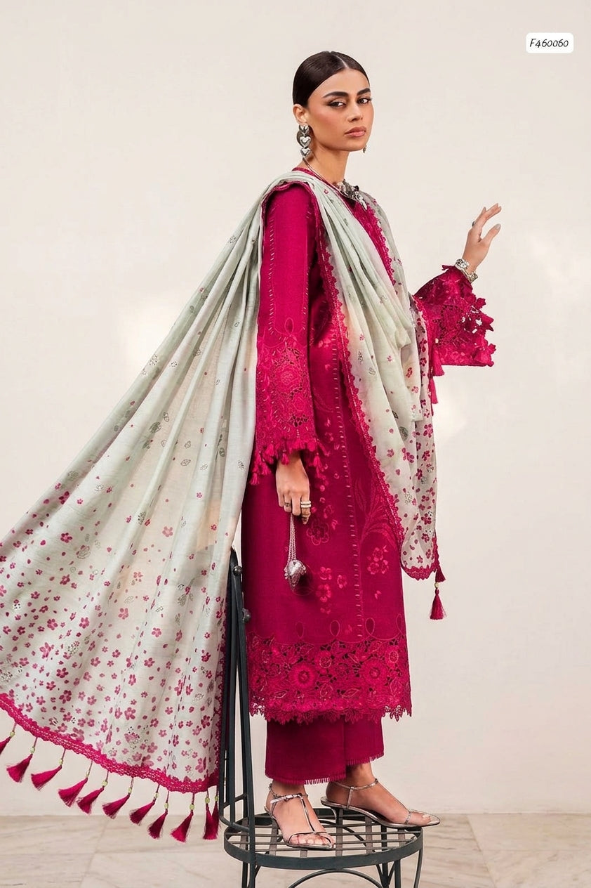 Jazmin Winter Royalty – Premium Dhanak Embroidered 3PC Collection 2026