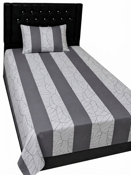 Premium Single Bedsheet Set – Grey and White Patch Work (60/90 Inch)