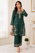 Ready-To-Wear Heavy Embroidered 2-Piece Cotton Slub Co-ord Set