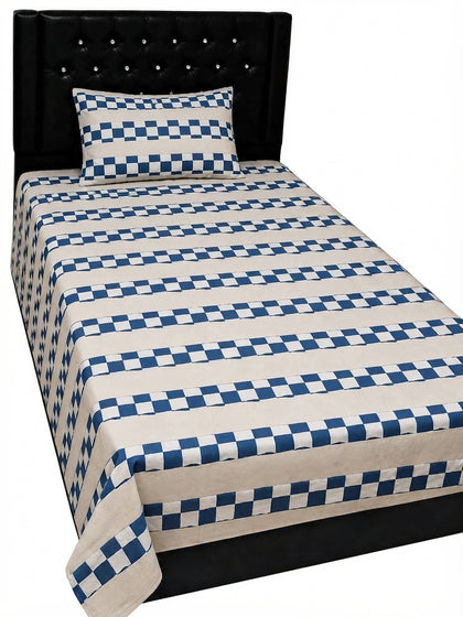Export Quality Single Patchwork Cotton Bedsheet with Pillow Cover (60 x 90 Inches)