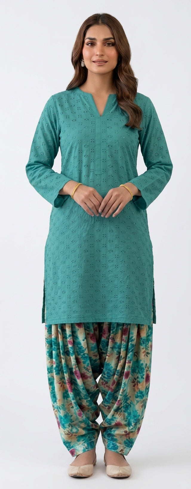 Turquoise Allure – Premium Chikankari Embroidered Lawn 2PC