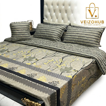 Grey & Black Striped 7Pc Comforter Set