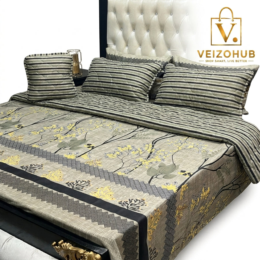 Grey & Black Striped 7Pc Comforter Set