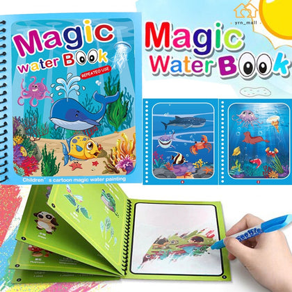 Magic Water Drawing for Kids – Reusable Mess-Free Coloring Book with Magic Pen