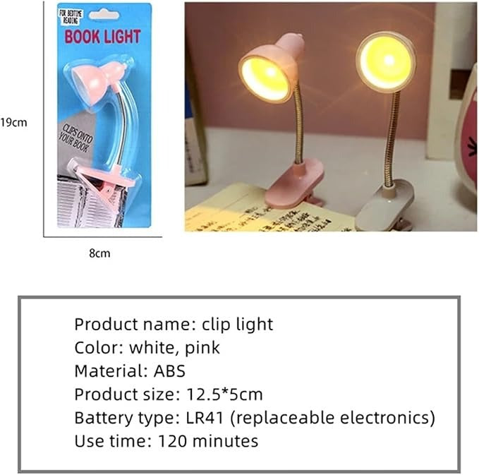 Mini Book Light with Clip – Portable LED Reading Lamp, Travel Bedroom Night Light with Eye Protection (Random Color)