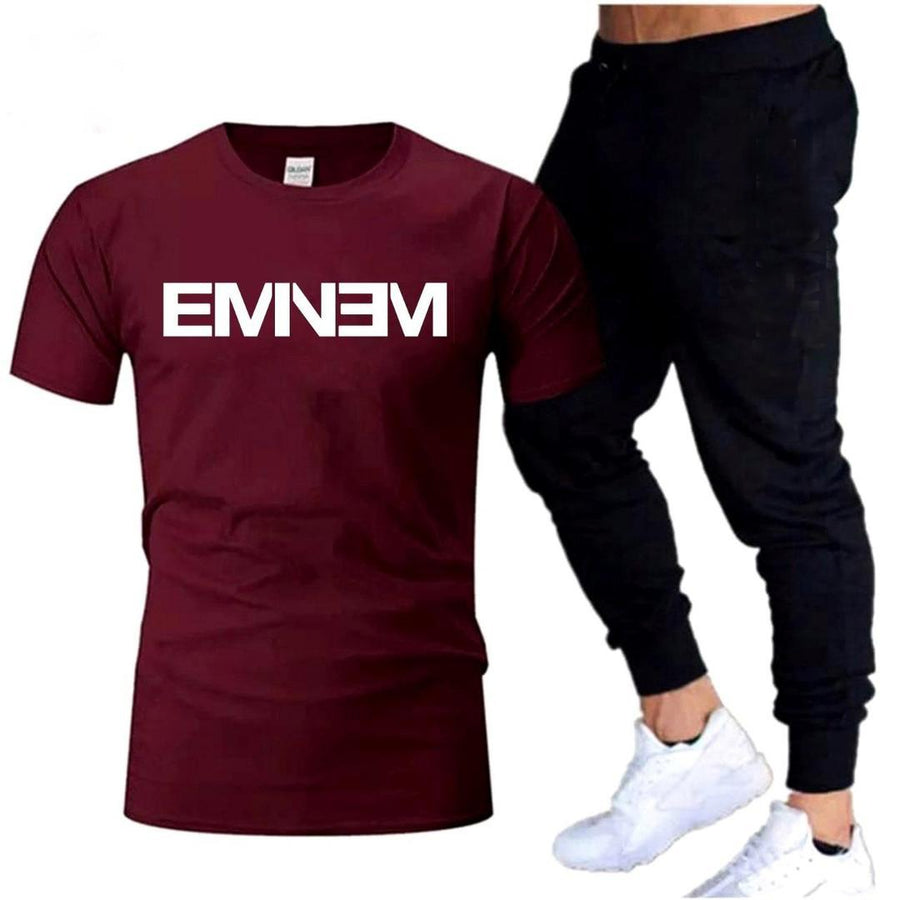 Premium Micro Men’s Tracksuit Emnem Print – Comfortable Sportswear | Gym & Workout Suit - Black Large