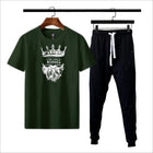 Premium Micro Men’s Tracksuit King Print – Comfortable Sportswear | Gym & Workout Suit - Black Extra Large