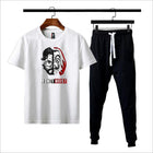 Premium Micro Men’s Tracksuit Money Heist Print – Comfortable Sportswear | Gym & Workout Suit - Black Extra Large