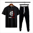 Premium Micro Men’s Tracksuit Money Heist Print – Comfortable Sportswear | Gym & Workout Suit - Black Extra Large