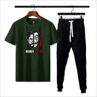Premium Micro Men’s Tracksuit Money Heist Print – Comfortable Sportswear | Gym & Workout Suit - Black Extra Large