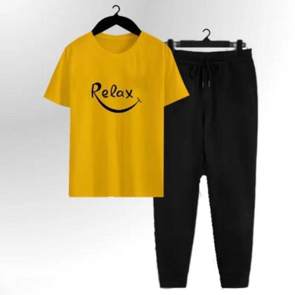 Premium Micro Men’s Tracksuit Relax Print – Comfortable Sportswear | Gym & Workout Suit - Black Extra Large