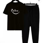 Premium Micro Men’s Tracksuit Relax Print – Comfortable Sportswear | Gym & Workout Suit - Black Extra Large