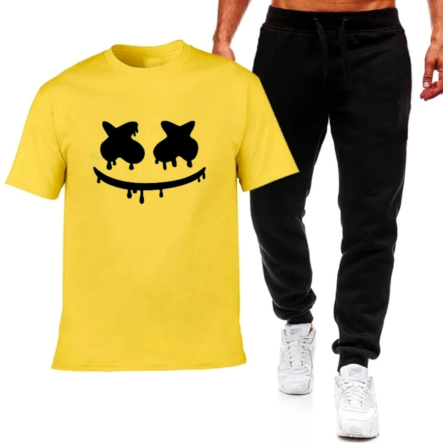 Premium Micro Men’s Tracksuit Smile Face Print – Comfortable Sportswear | Gym & Workout Suit - Black Extra Large