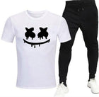 Premium Micro Men’s Tracksuit Smile Face Print – Comfortable Sportswear | Gym & Workout Suit - Black Extra Large